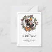 Mini Rustic Orange Foto Wreath Frohe Weihnachten Mitteilungskarte (Vorderseite)