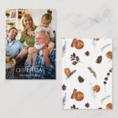 Mini Rustic Orange Frohe Weihnachtsschrift Foto Mitteilungskarte (Vorne/Hinten)