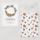 Mini Rustic Orange Wreath Frohe Weihnachtsschrift Mitteilungskarte (Vorne/Hinten)