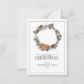 Mini Rustic Orange Wreath Frohe Weihnachtsschrift Mitteilungskarte (Vorderseite)