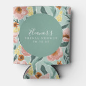 Mini Sage Pink Floral Script Brautparty Custom Dosenkühler (Vorderseite)