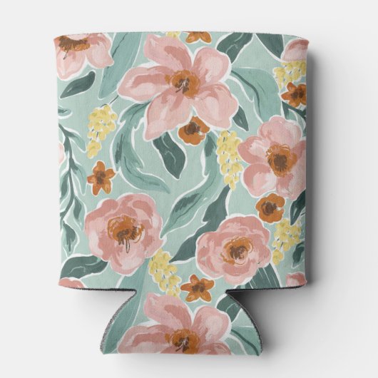 Mini Sage Pink Floral Script Brautparty Custom Dosenkühler (Rückseite)