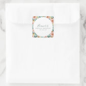 Mini Sage Pink Floral Script Brautparty Custom Quadratischer Aufkleber (Tasche)