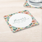 Mini Sage Pink Floral Script Brautparty Custom Rechteckiger Pappuntersetzer (angewinkelt)