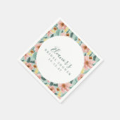 Mini Sage Pink Floral Script Brautparty Custom Serviette (Ecke)