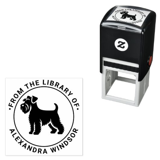 Mini Schnauzer Dog Stehende Sil Library Name Permastempel (Beispiel)