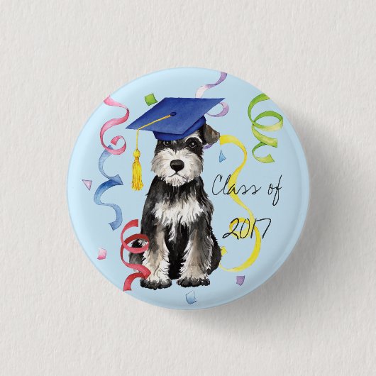 Mini Schnauzer Graduate Button (Vorderseite)