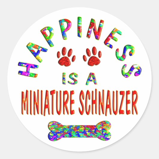 Mini Schnauzer Happiness Runder Aufkleber (Vorderseite)