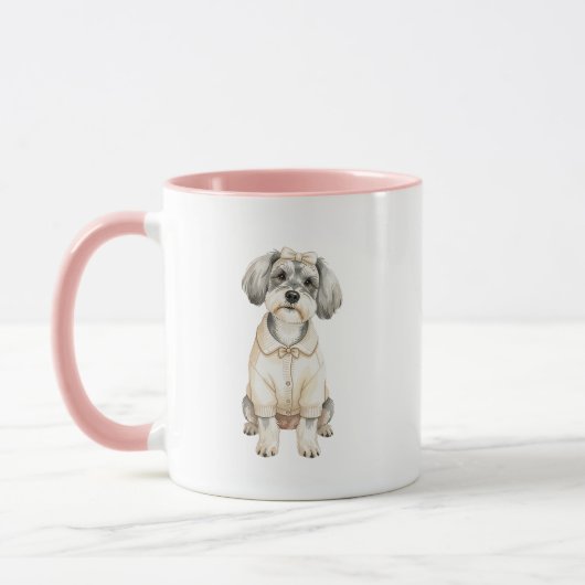 Mini-Schnauzer-Mädchen-Hund-Illustration Tasse (Links)