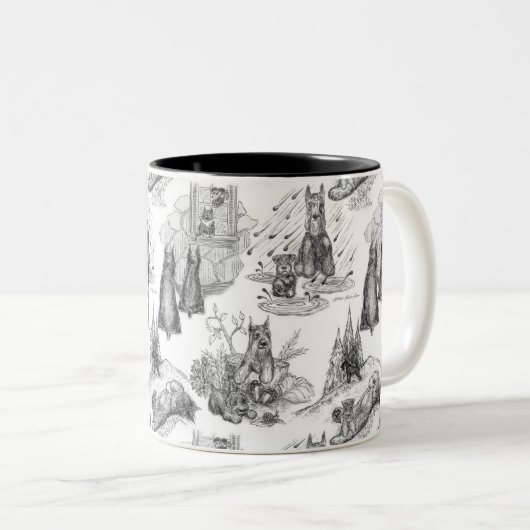 MINI SCHNAUZER Terrier Black Toile mit Individuell Zweifarbige Tasse (VorderseiteRechts)