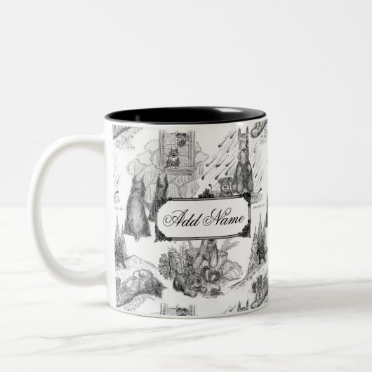 MINI SCHNAUZER Terrier Black Toile mit Individuell Zweifarbige Tasse (Links)