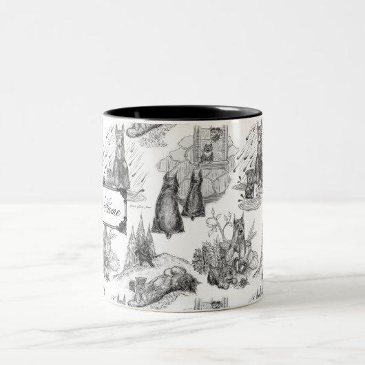 MINI SCHNAUZER Terrier Black Toile mit Individuell Zweifarbige Tasse (Mittel)
