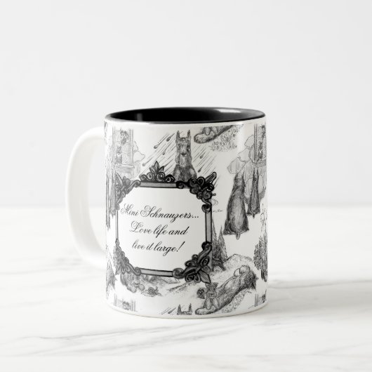 MINI SCHNAUZER Terrier Black Toile w/Customizing Zweifarbige Tasse (Vorderseite Links)