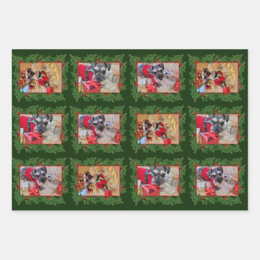 Mini Schnauzer Weihnachtswrapping Paper Geschenkpapier Set (Vorderseite)