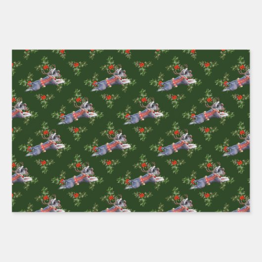 Mini Schnauzer Weihnachtswrapping Paper Geschenkpapier Set (Vorderseite 3)