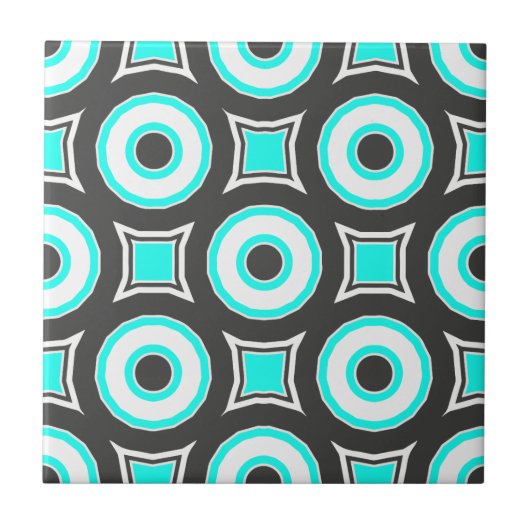 Mini Schwarz/Weiß Mosaik Geometrisches Muster Fliese (Vorderseite)