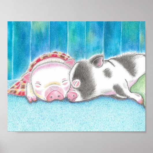 Mini Schweine Ferkel Kinder Kunst Plakat drucken (Vorne)