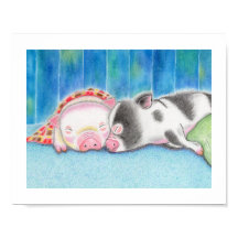 Mini-Schweine-Ferkel-Kinder-Kunstposter-Druck