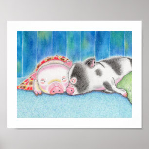 Mini-Schweine-Ferkel-Kinder-Kunstposter-Druck Poster