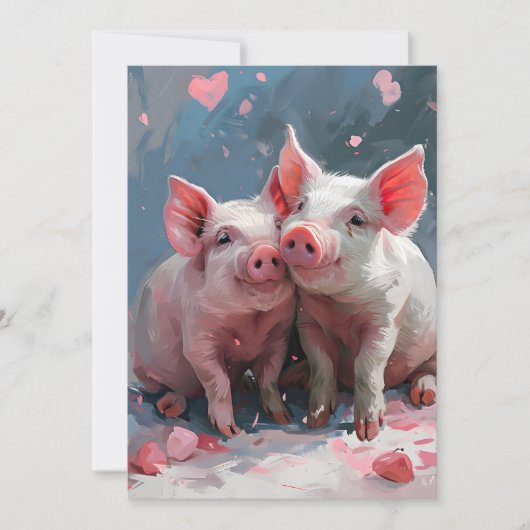 Mini-Schweine Valentinstag Feiertagskarte (Vorderseite)