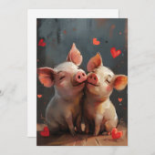 Mini-Schweine Valentinstag Feiertagskarte (Vorne/Hinten)