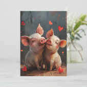 Mini-Schweine Valentinstag Feiertagskarte (Stehend Vorderseite)