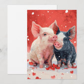 Mini-Schweine Valentinstag Feiertagskarte (Vorne/Hinten)