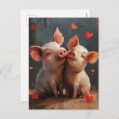 Mini-Schweine Valentinstag Feiertagspostkarte (Vorne/Hinten)