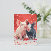 Mini-Schweine Valentinstag Postkarte (Stehend Vorderseite)