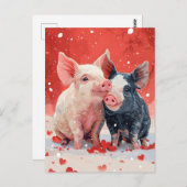 Mini-Schweine Valentinstag Postkarte (Vorne/Hinten)