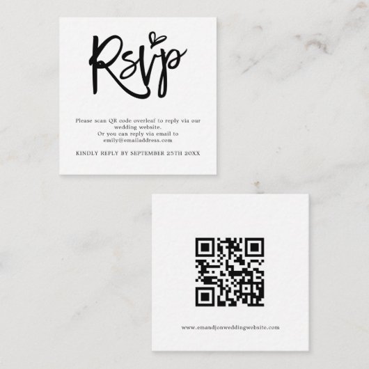 Mini Script QR Code Hochzeit RSVP Enclosure Begleitkarte (Vorne/Hinten)