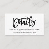 Mini-Script-QR-Code Hochzeitdetails Begleitkarte (Vorderseite)