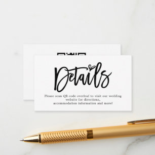 Mini-Script-QR-Code Hochzeitdetails Begleitkarte