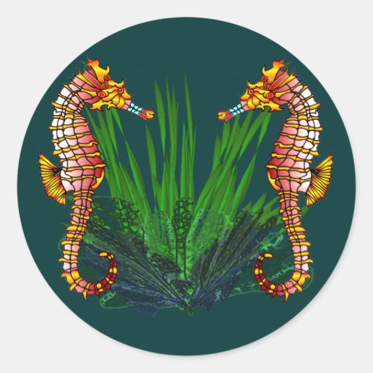 Mini Sequaruium Flüchtigen Blicks Sea Horse Sticke Runder Aufkleber (Vorderseite)
