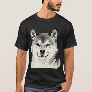 Mini-Shiba-Tuschemalerei Nahaufnahme T-Shirt