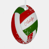 Mini-Silbersterne Rot-Grün-Sake-Volleyball Ornament Aus Metall (Vorderseite Rechts)