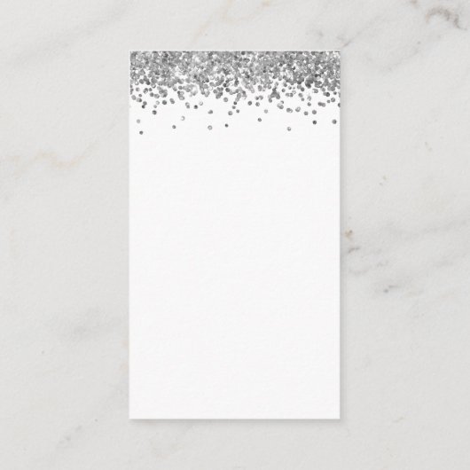 Mini Silver Glitzer QR Code Hochzeitdetails Begleitkarte (Rückseite)