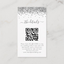 Mini Silver Glitzer QR Code Hochzeitdetails Begleitkarte