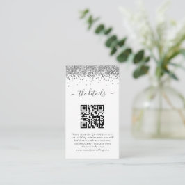 Mini Silver Glitzer QR Code Hochzeitdetails Begleitkarte