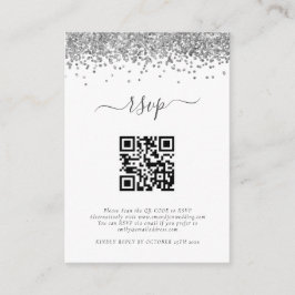 Mini Silver Glitzer QR Code Wedding RSVP Begleitkarte