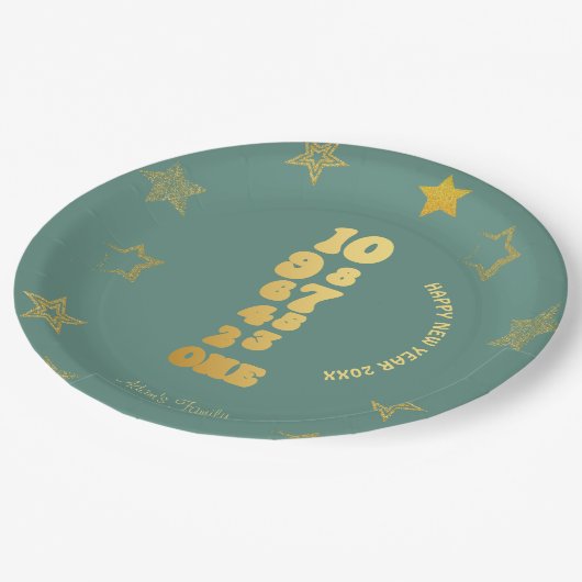 Mini-Silvester-Party Pappteller (Schrägansicht)