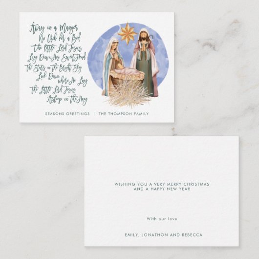 MINI SIZE Krippe weg in einem Manger Holiday Mitteilungskarte (Vorne/Hinten)