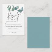 MINI SIZE Türkis Eukalyptus Elegantes Script UAWG Mitteilungskarte (Vorne/Hinten)