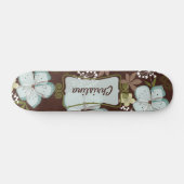 Mini Skateboard Hawaiian Blue Flowers (Horizontal)