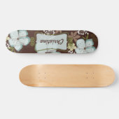Mini Skateboard Hawaiian Blue Flowers (Horizontal)