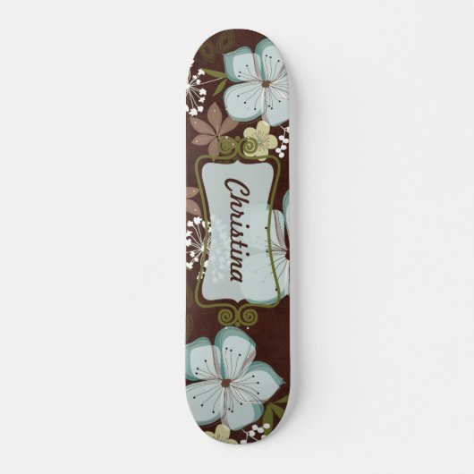 Mini Skateboard Hawaiian Blue Flowers (Vorne)