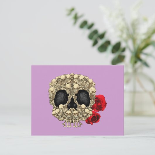 Mini Skeletons Sugar Skull Postkarte (Stehend Vorderseite)