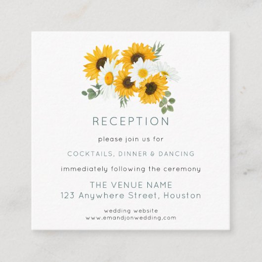 MINI Sonnenblumen Angaben zur Hochzeitsempfehlung Begleitkarte (Vorderseite)