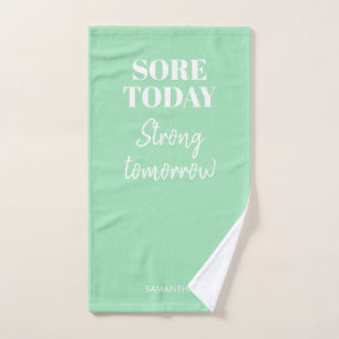 Mini Sore Heute Strong Tomorrow Name Workout Gym Handtuch