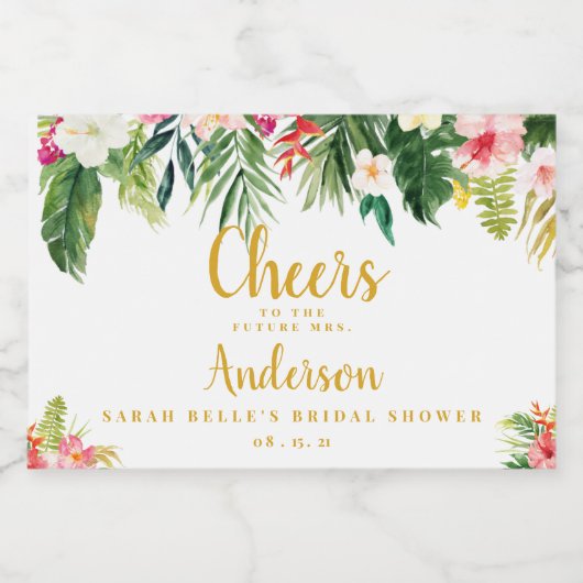 Mini Sparkling Brautparty, tropisch Schaumweinetikett (Einzelnes Label)